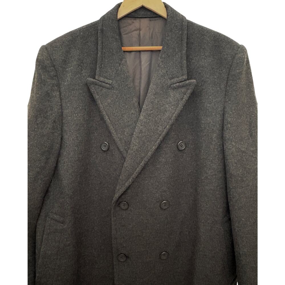 Vintage Bespoke Lim’s Tailor Wool Charcoal Overcoat Hand Tailored Men’s 42L EUC